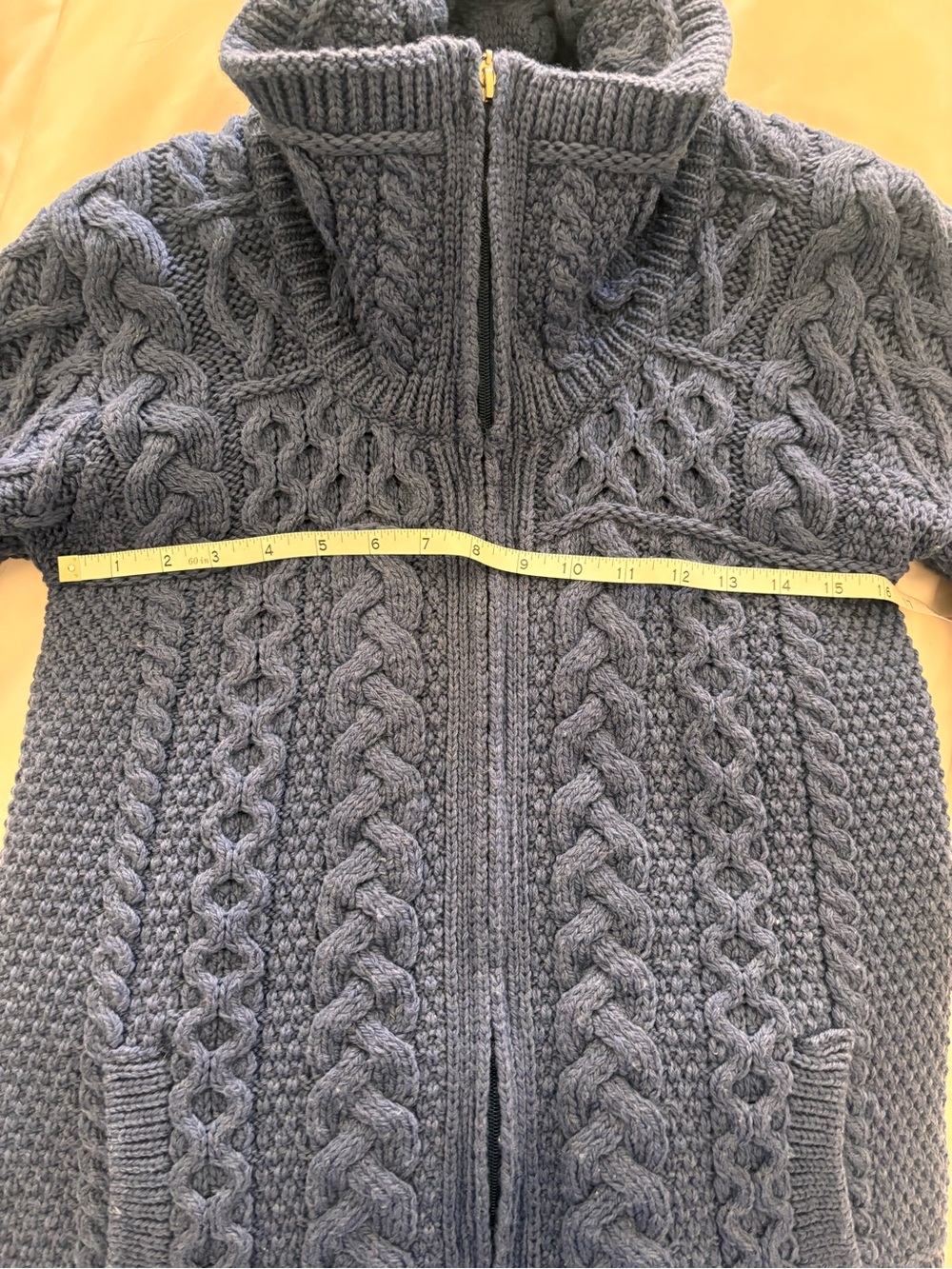 Aran Crafts Irish Knit Sweater - Blue - XS - zip w/high neck. WARM - Picture 6 of 8